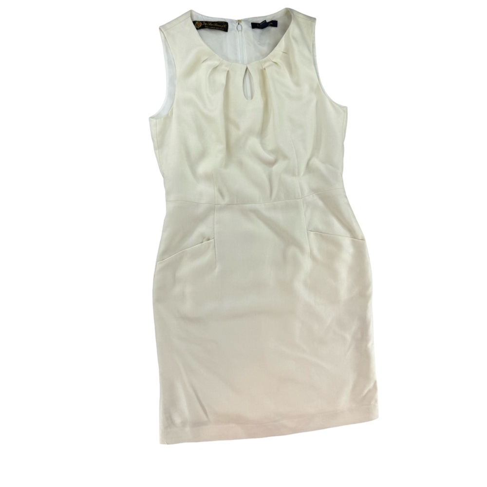 Brooks Brothers Cream Knee Length Silk and WoolDress